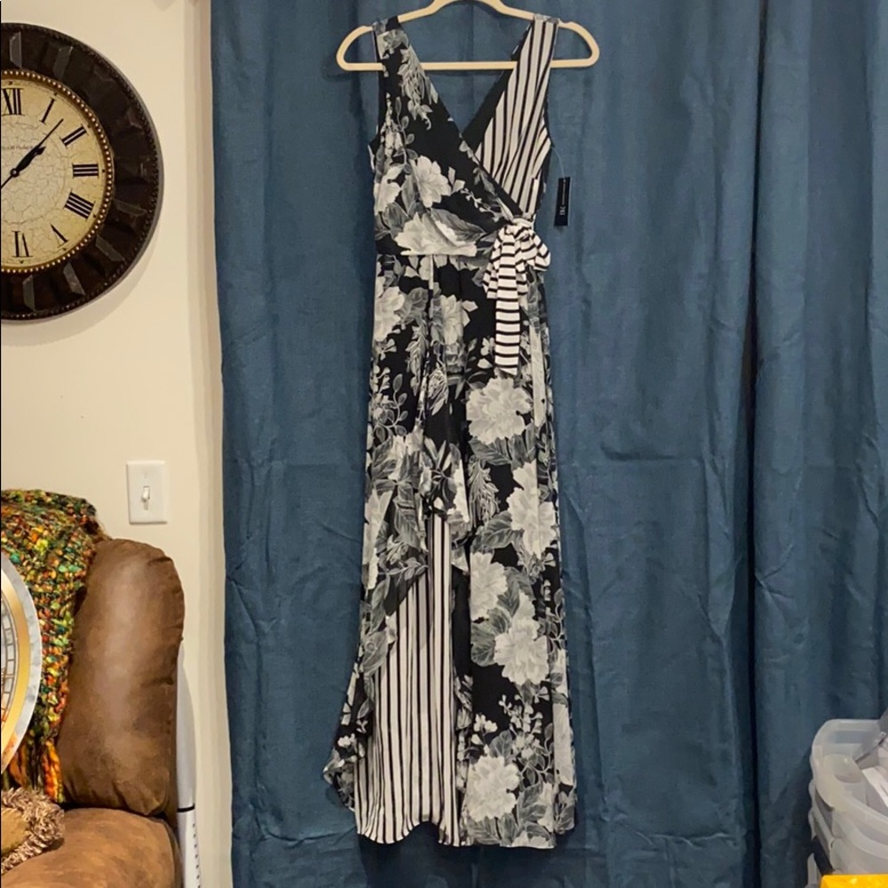 INC Black & White Floral Maxi Dress